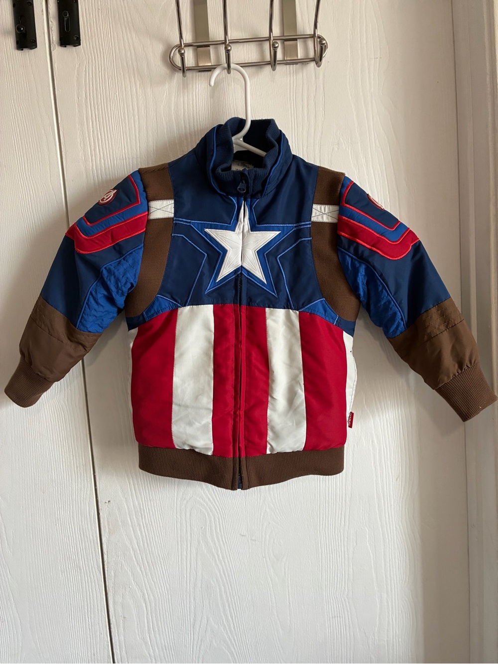 Disney Marvel Captain America Puffer Jacket Size 4 Full Zip Patriotic